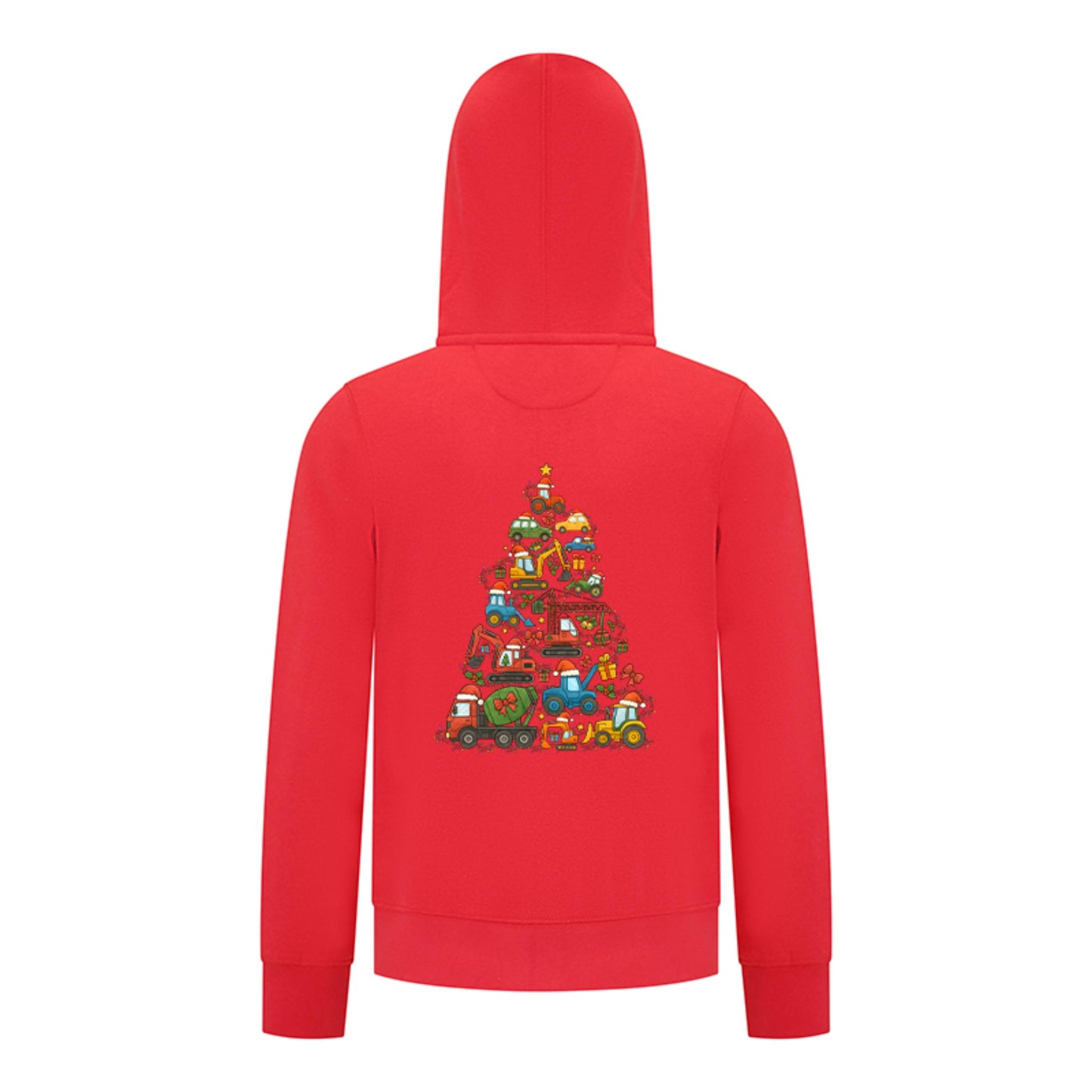 Everyday Kids Christmas Collection Construction Truck Tree Boys Zip up Hoodie – Holiday Sweatshirt - Green