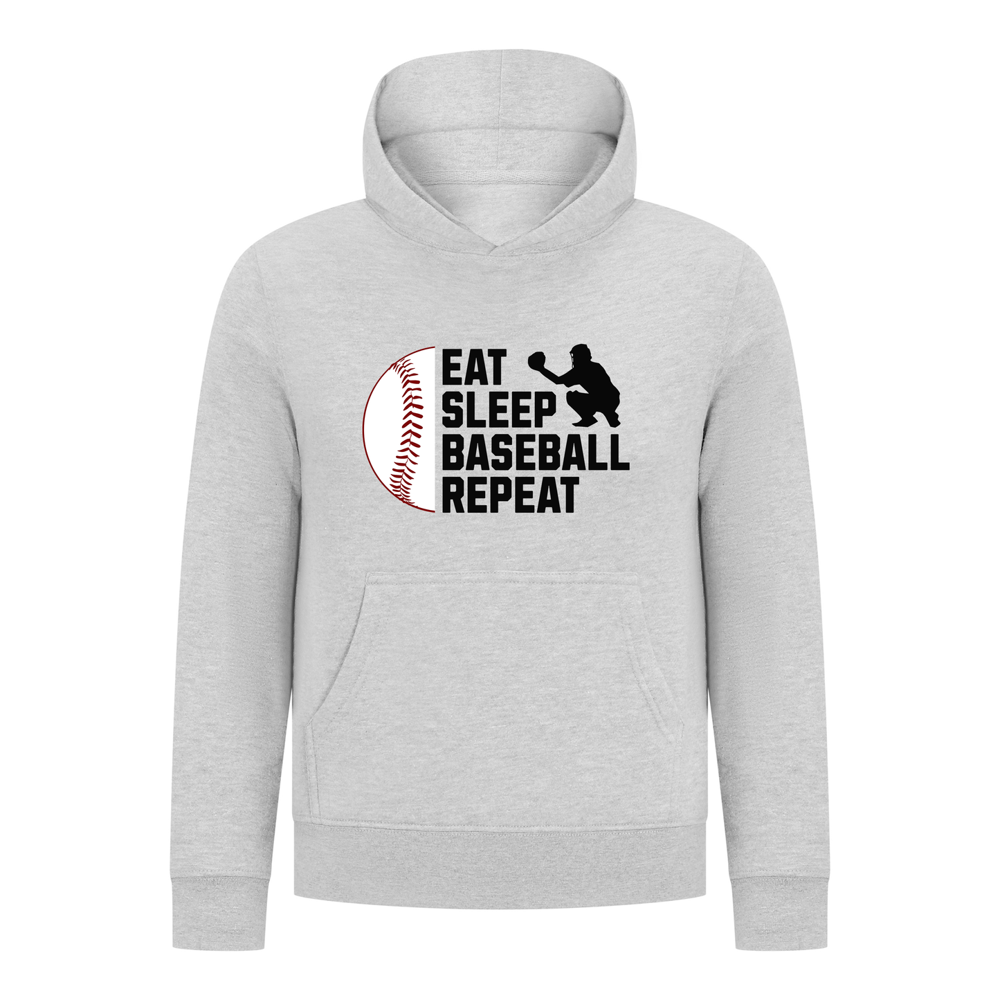 Everyday Kids Baseball Collection Boys Pullover Hoodie – Classic Batter Silhouette Sports Sweatshirt
