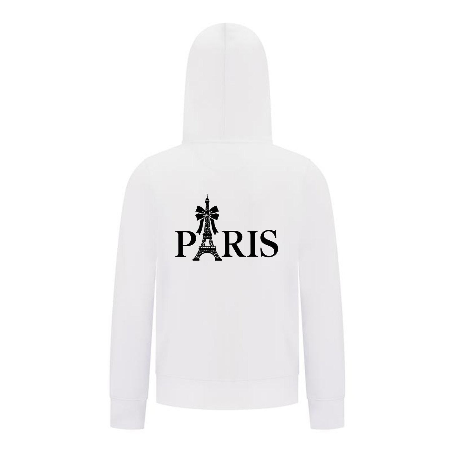 Everyday Kids Paris Bow Girls Zip Up Hoodie – Black Eiffel Tower City Graphic Sweatshirt