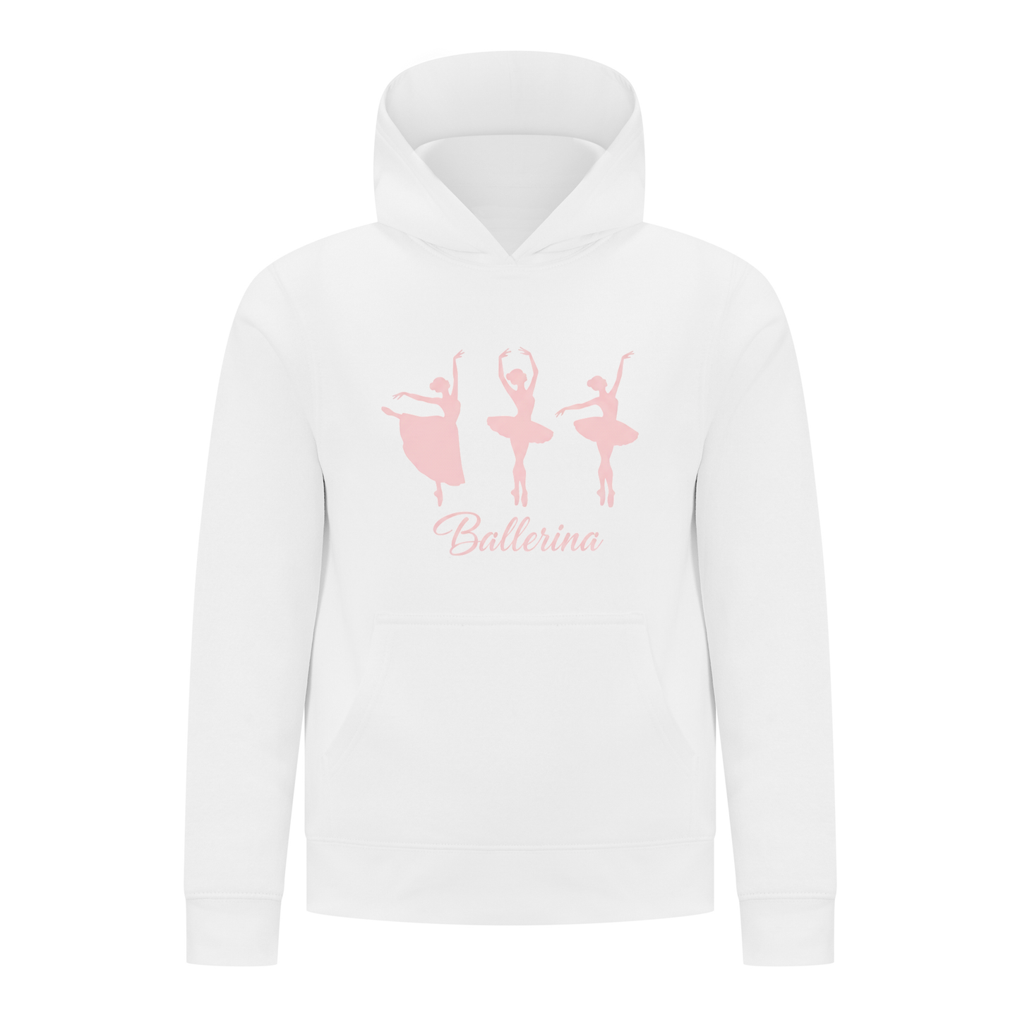 Everyday Kids Ballerina Girls Pullover Hoodie – Pink Dancer Silhouette Ballet Sweatshirt