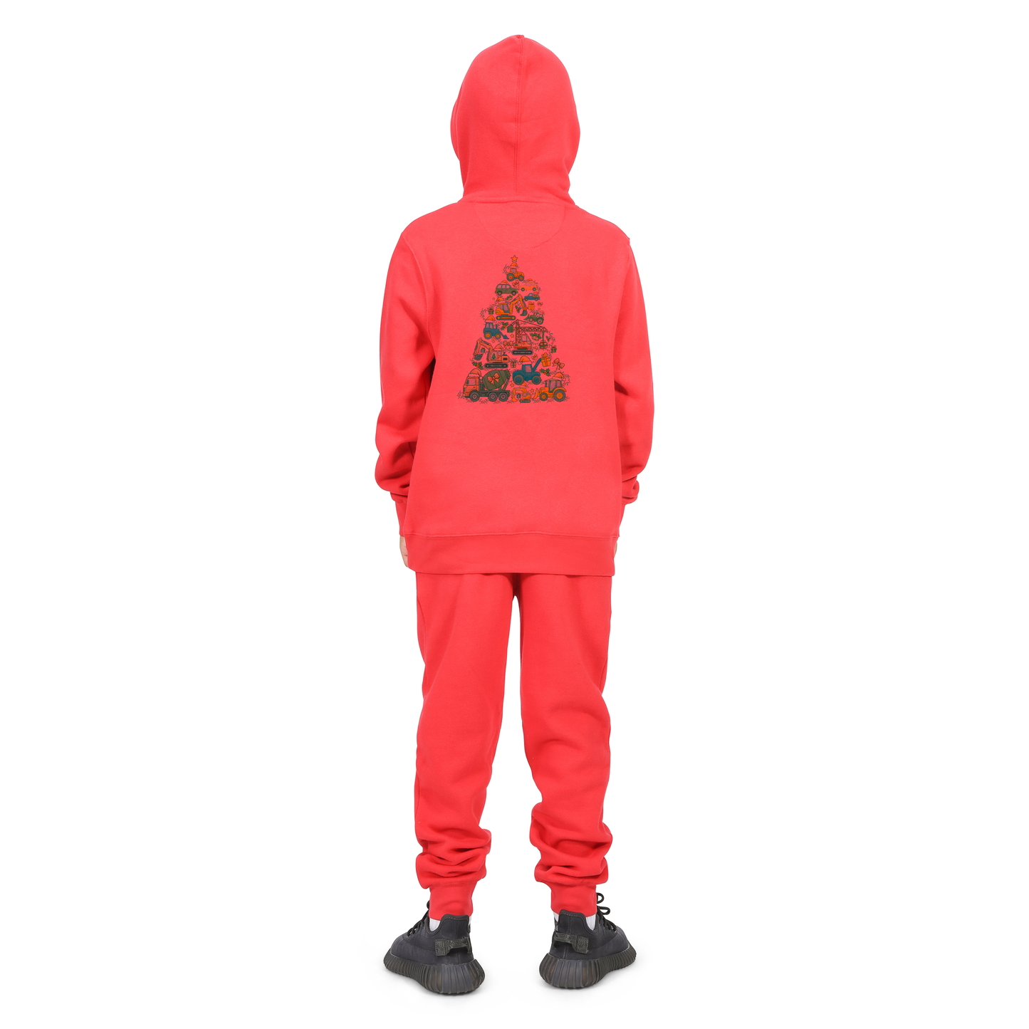 Everyday Kids Christmas Collection Construction Truck Tree Boys Zip up Hoodie – Holiday Sweatshirt - Green