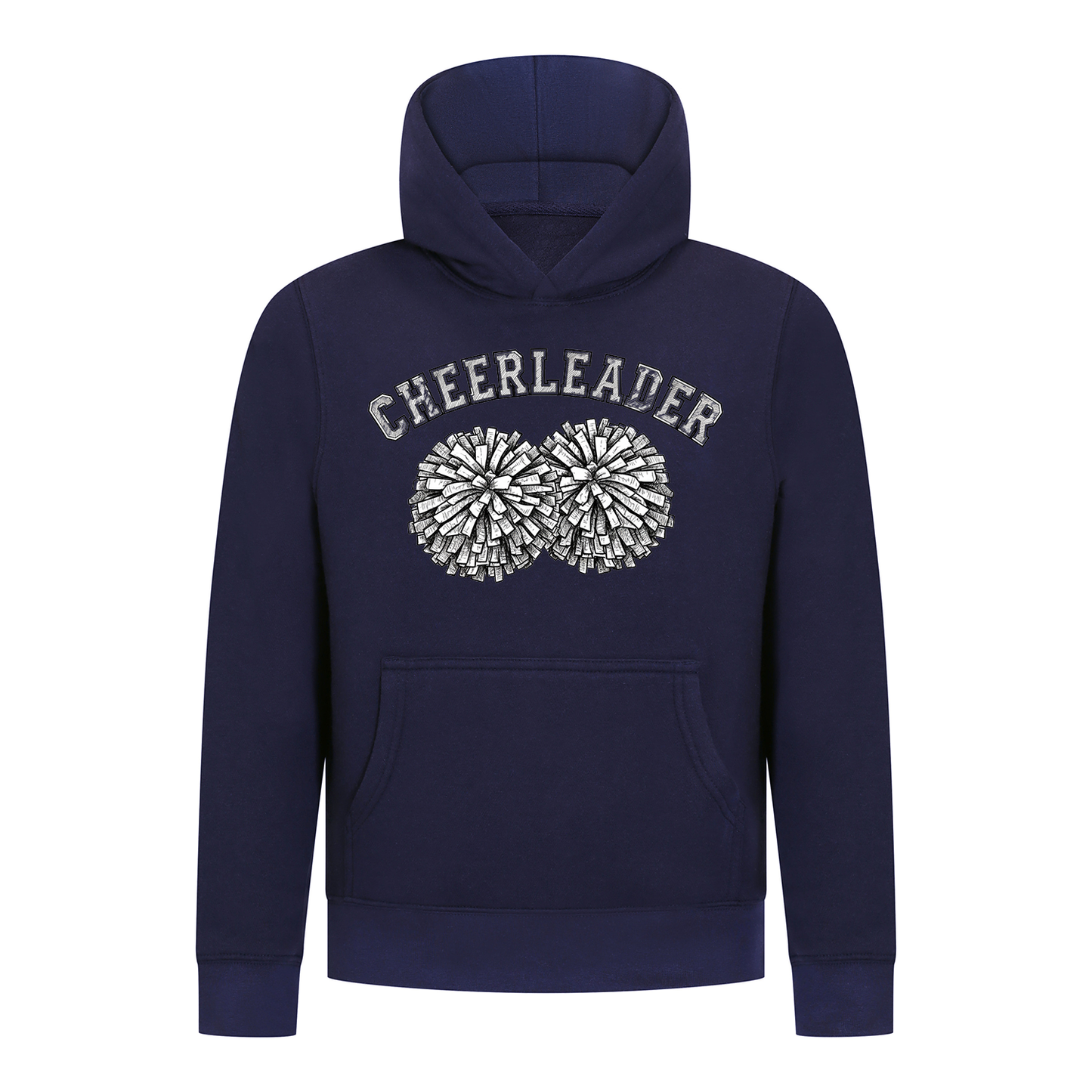 Everyday Kids Cheerleader Girls Pullover Hoodie – Pom Pom Sketch Graphic Sweatshirt