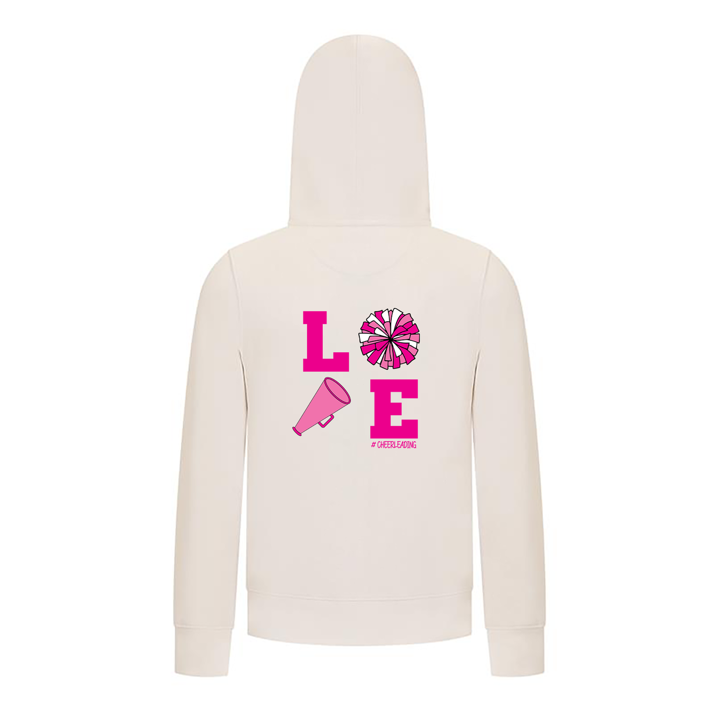 Everyday Kids Cheerleading LOVE Girls Zip Up Hoodie – Pink Pom Pom & Megaphone Graphic Sweatshirt