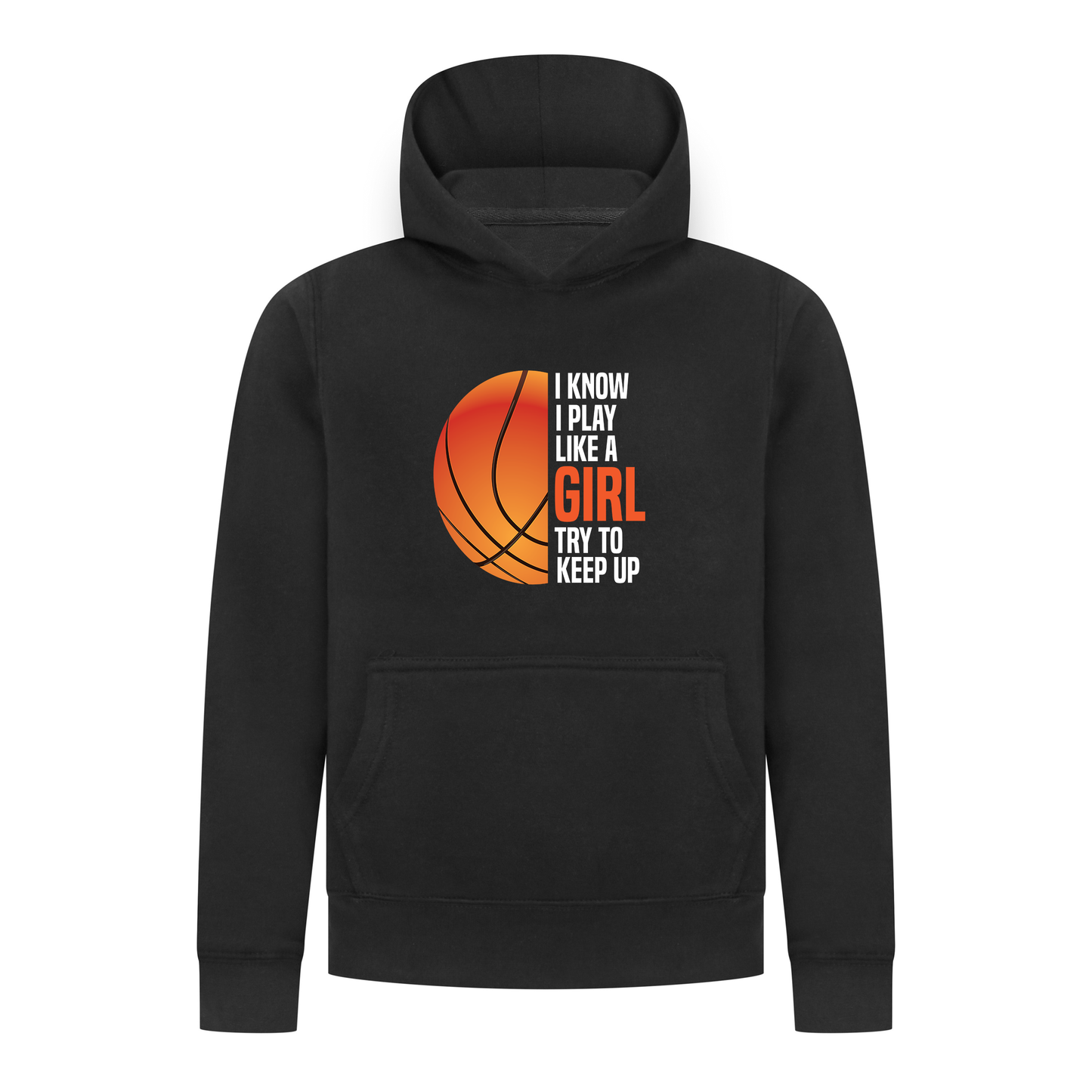 Everyday Kids Basketball Collection Girls Pullover – Classic Orange Half-Ball Graphic Sweatshirt