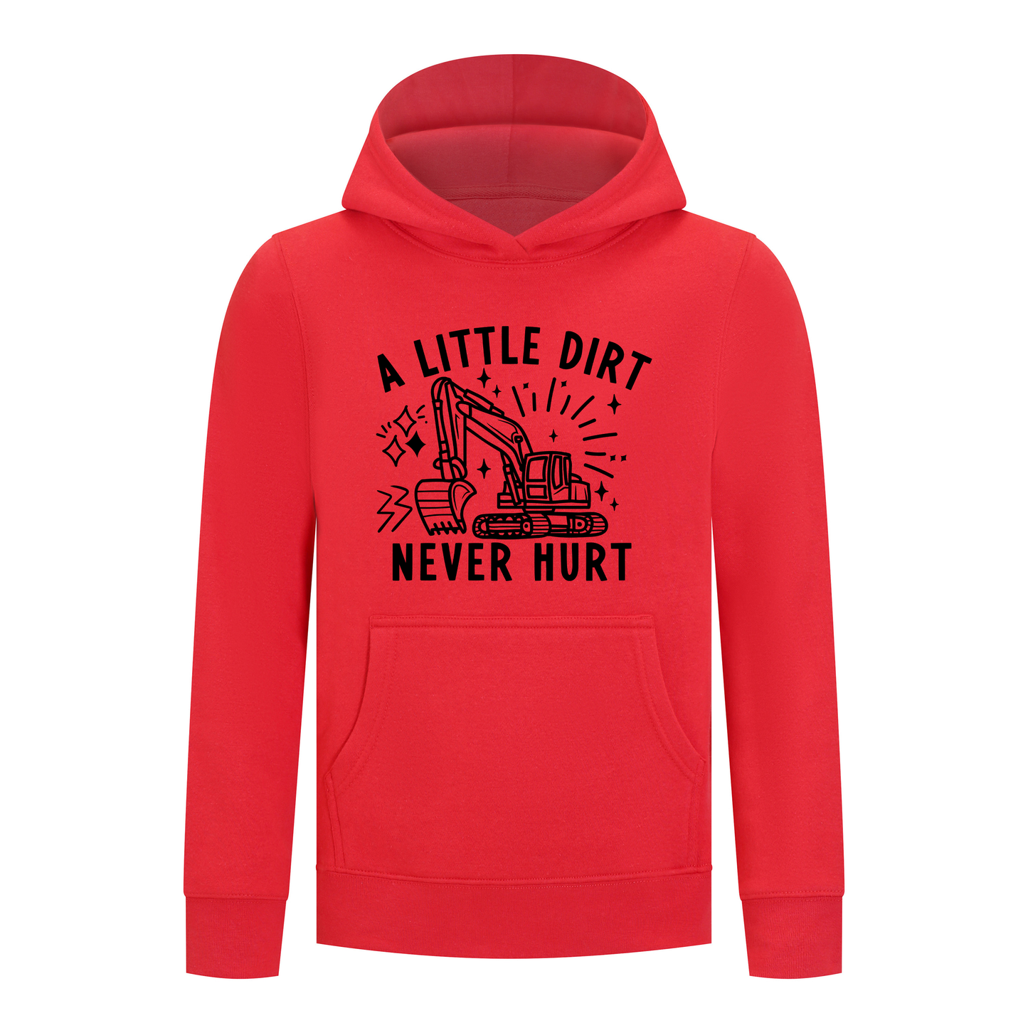 Everyday Kids Construction collection Pullover  Hoodie – “A Little Dirt Never Hurt” Graphic Sweatshirt