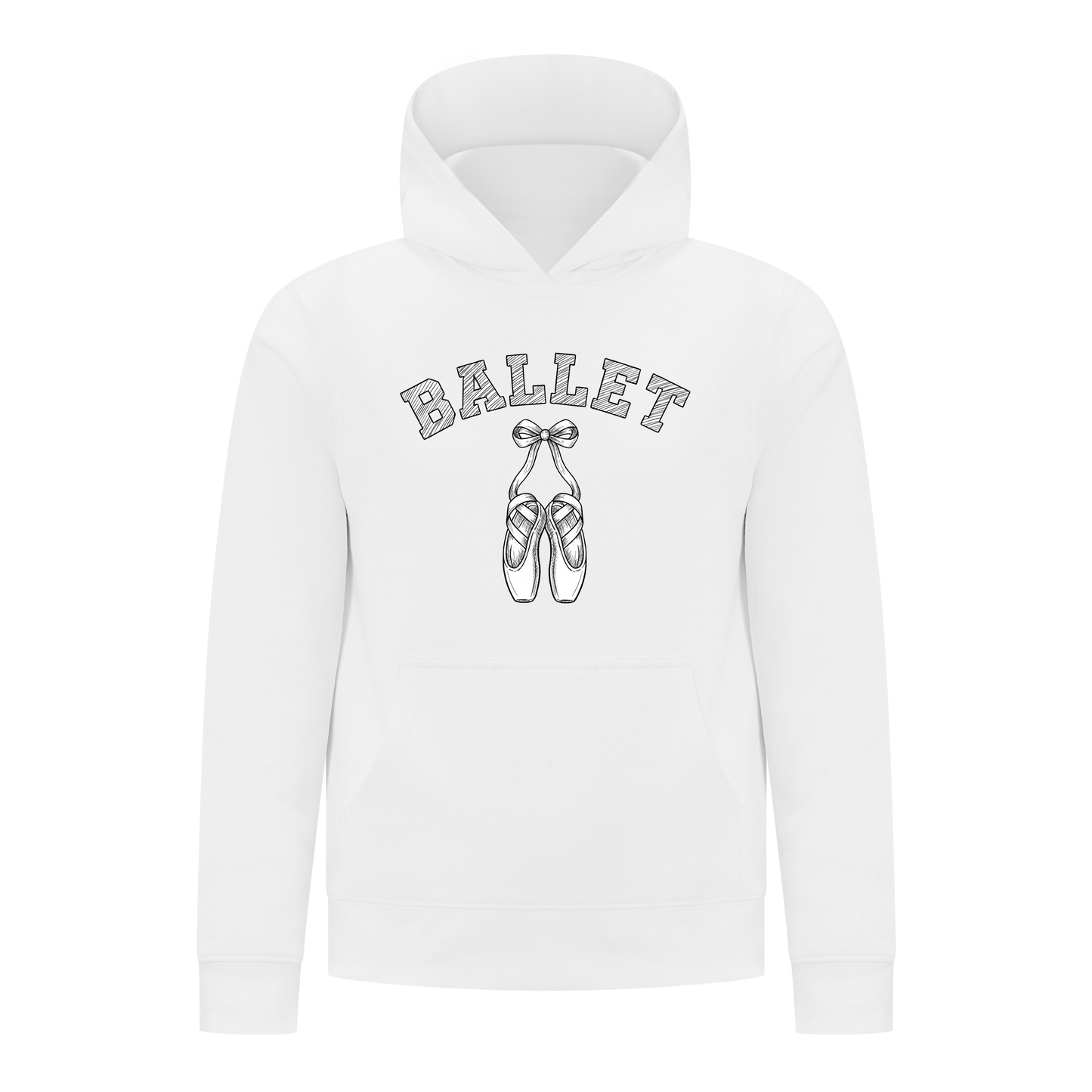 Everyday Kids Ballet Collection Hoodie Girls Pullover – Pointe Shoe Sketch Design -  Graphic Sweatshirt