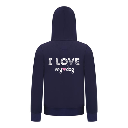 Everyday Kids Girls Collection I Love My Dog Zip Up Hoodie – Cozy Pet Lover Graphic Long Sleeve Sweatshirt