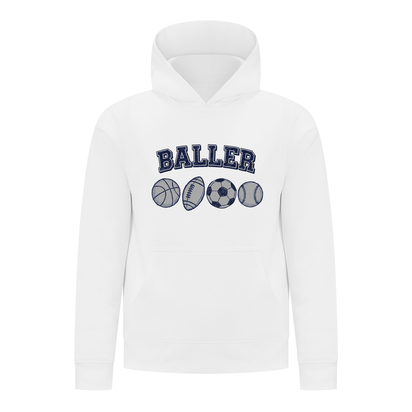 Everyday Kids Sports Collection Boys Pullover Hoodie – Ballers Multi-Sport Graphic Sweatshirt