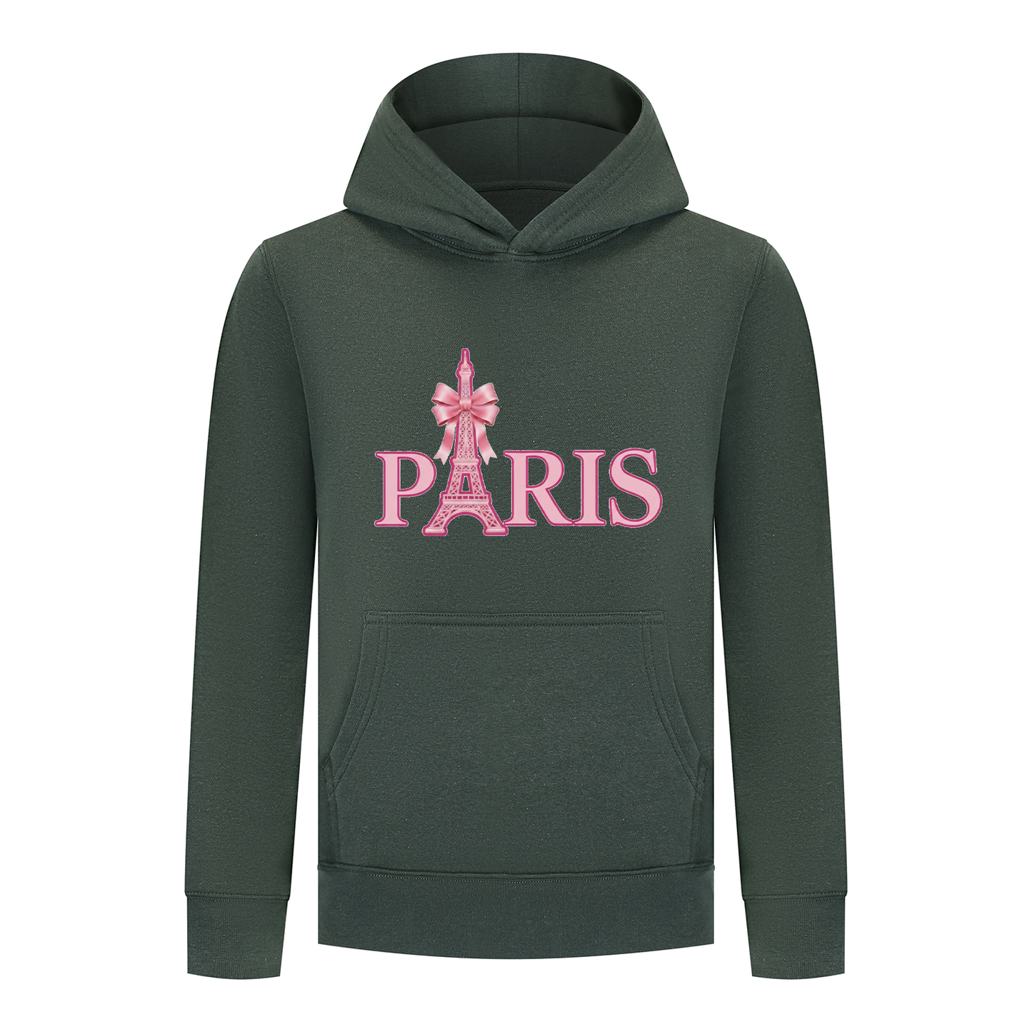 Everyday Kids Paris Bow Girls Pullover Hoodie – Pink Eiffel Tower City Graphic Sweatshirt