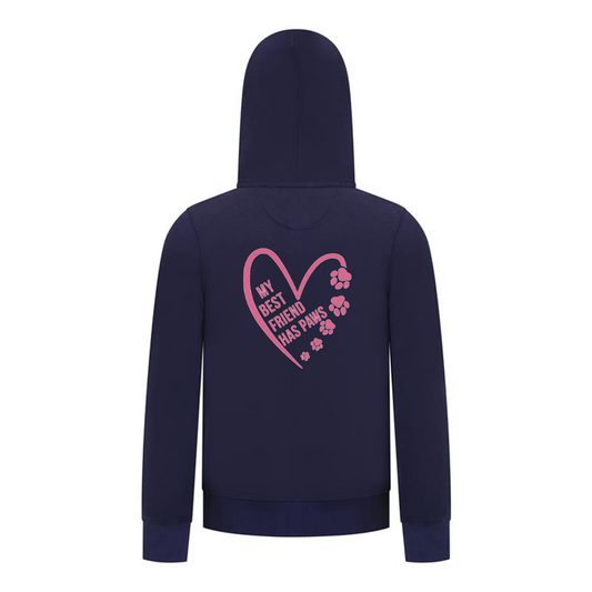 Everyday Kids Girls Collection My Best Friend Has Paws Zip Up Hoodie – Cozy Pet Lover Graphic Long Sleeve Sweatshirt