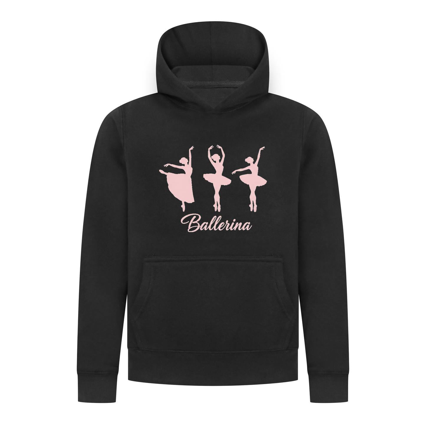 Everyday Kids Ballerina Girls Pullover Hoodie – Pink Dancer Silhouette Ballet Sweatshirt