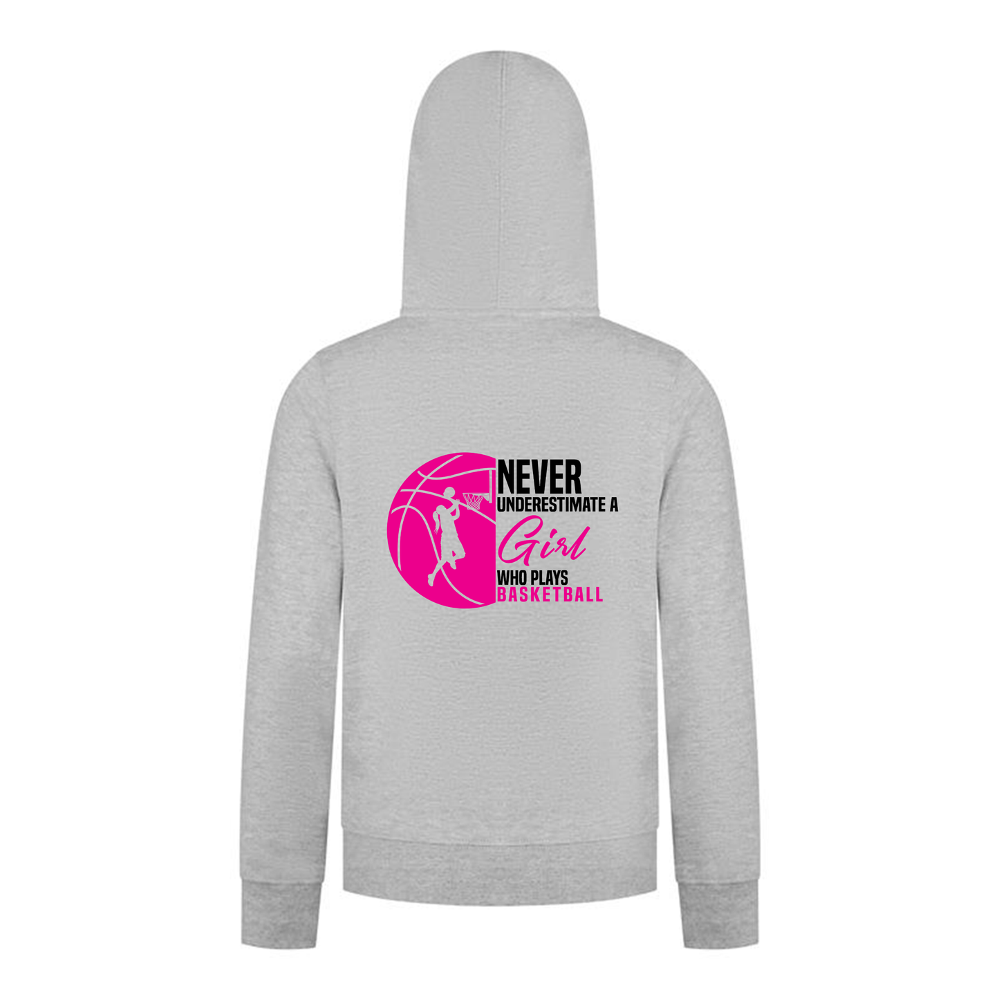 Everyday Kids Basketball Collection Girls Zip Up – Basketball Pink Ball Graphic Sweatshirt