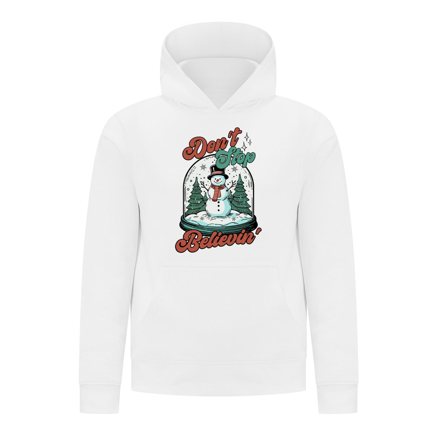 Everyday Kids Christmas Collection Don’t Stop Believin’ Pullover Hoodie – Holiday Snowman Sweatshirt
