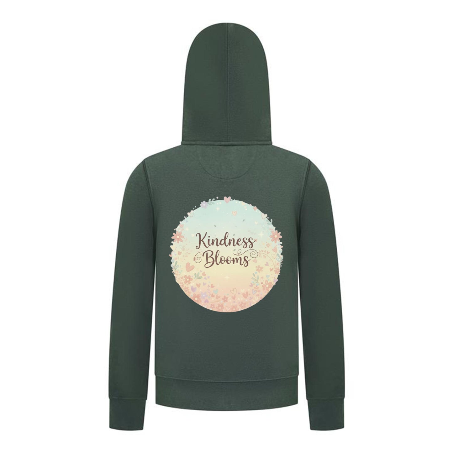 Everyday Kids “Kindness Blooms” Girls Zip Up Hoodie – Pastel Floral Positive Sweatshirt