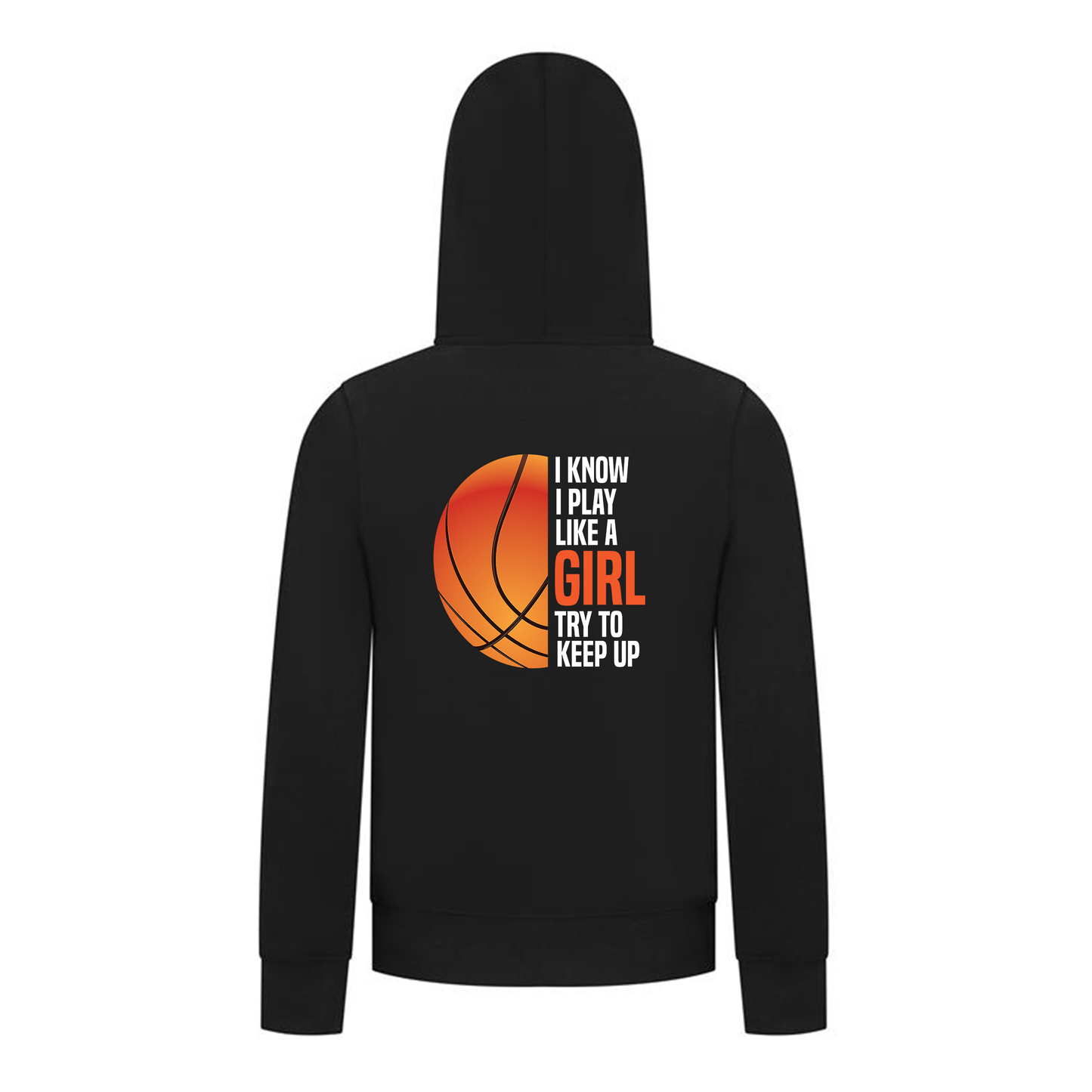 Everyday Kids Basketball Collection Girls  Zip Up – Classic Orange Half-Ball Graphic Sweatshirt