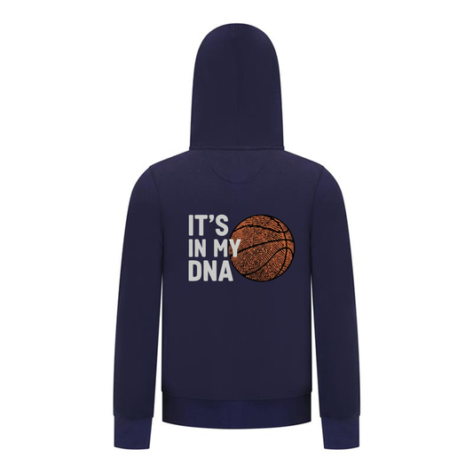 Everyday Kids Basketball Collection Zip Up Hoodie – “It’s in My DNA” Fingerprint Basketball Graphic Sweatshirt