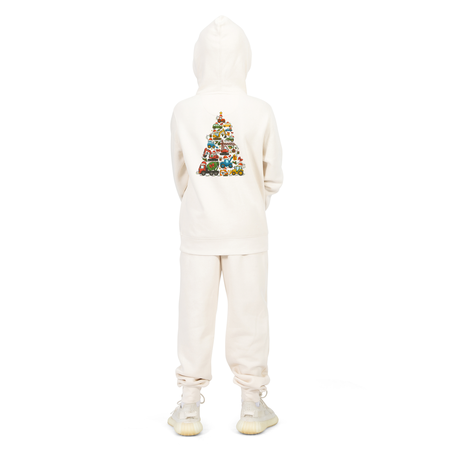 Everyday Kids Christmas Collection Construction Truck Tree Boys Zip up Hoodie – Holiday Sweatshirt - Off White