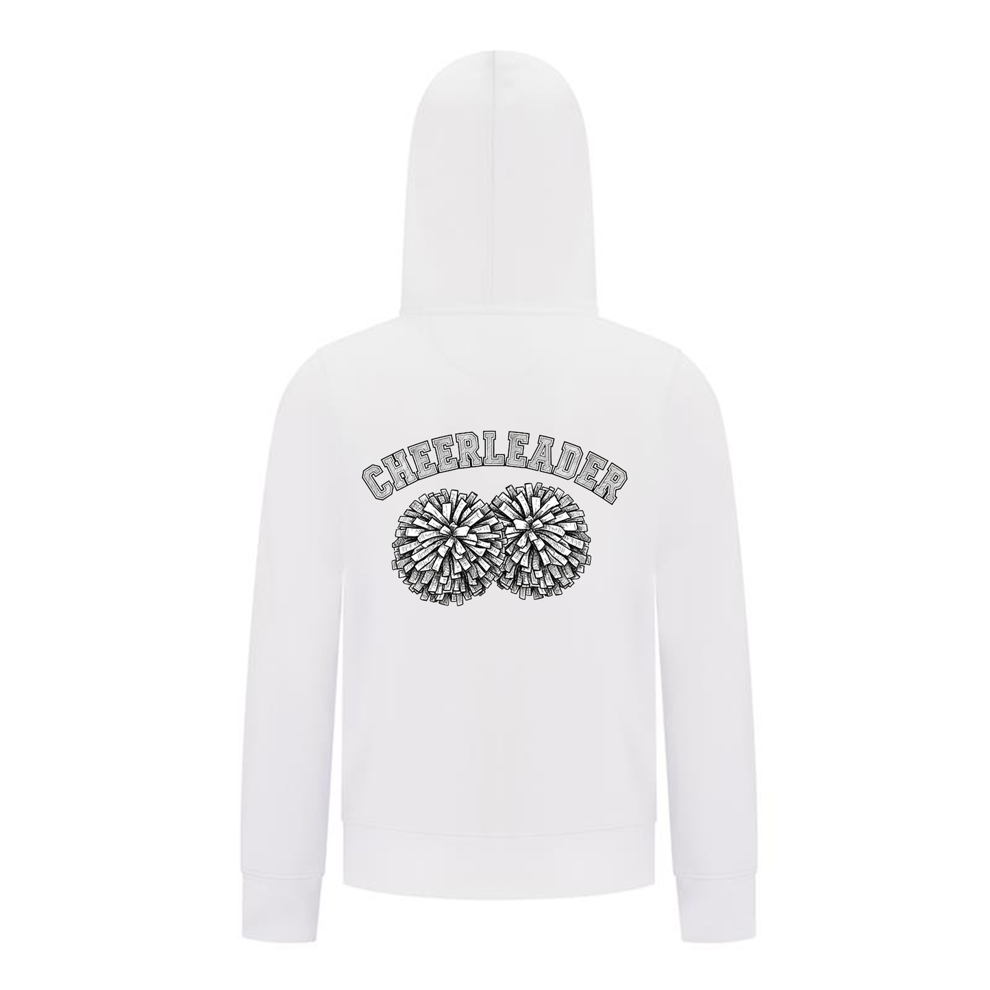 Everyday Kids Cheerleader Girls Zip Up Hoodie – Pom Pom Sketch Graphic Sweatshirt