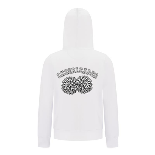 Everyday Kids Cheerleader Girls Zip Up Hoodie – Pom Pom Sketch Graphic Sweatshirt