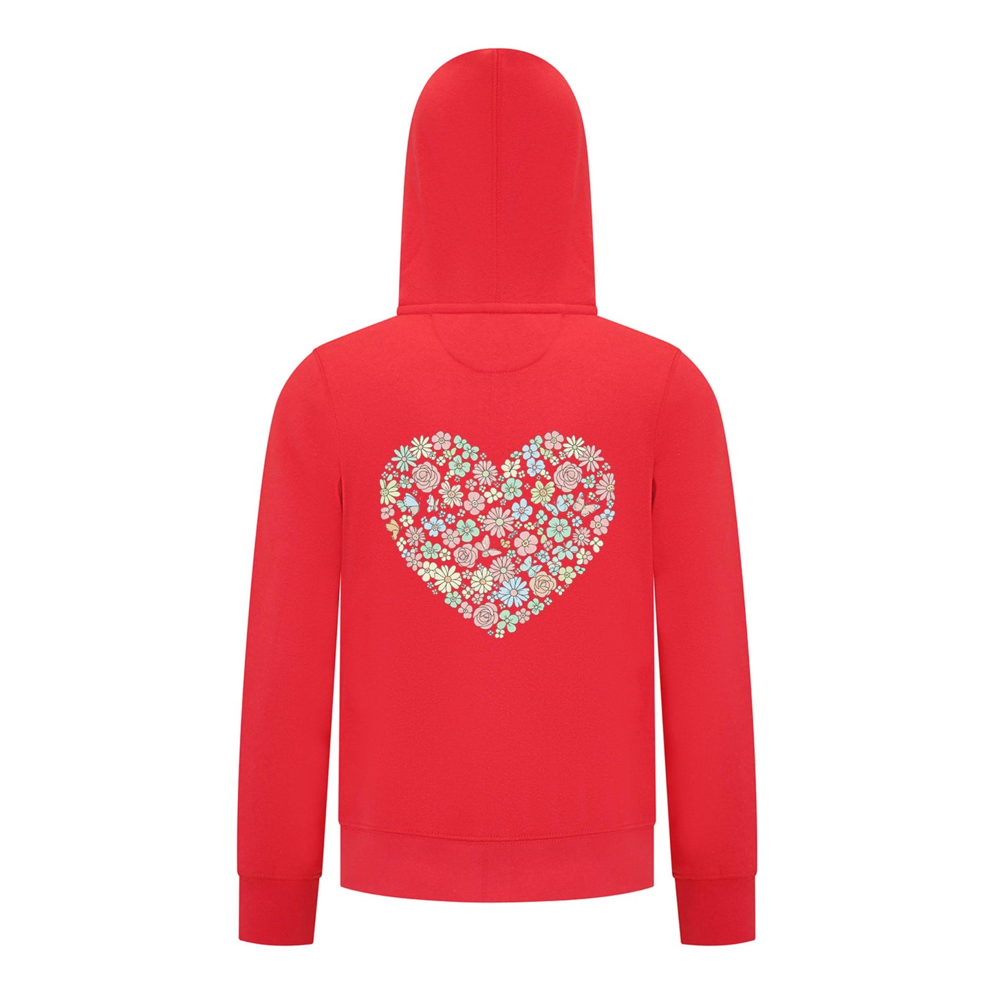 Everyday Kids Floral Heart Girls Zip Up Hoodie – Pastel Flower & Butterfly Graphic Sweatshirt