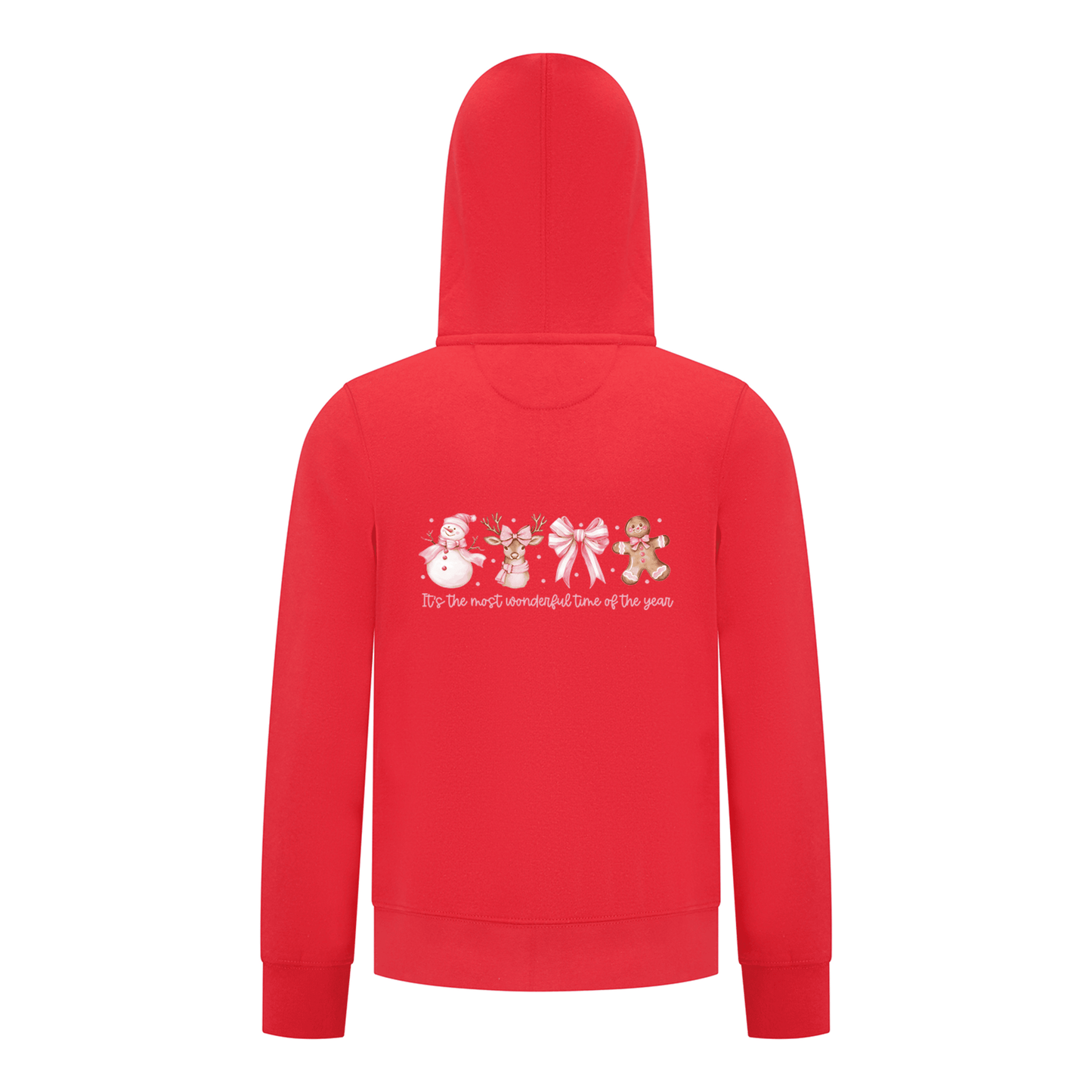 Everyday Kids Christmas Collection Most Wonderful Time Girls Zip up Hoodie – Pink Holiday Sweatshirt