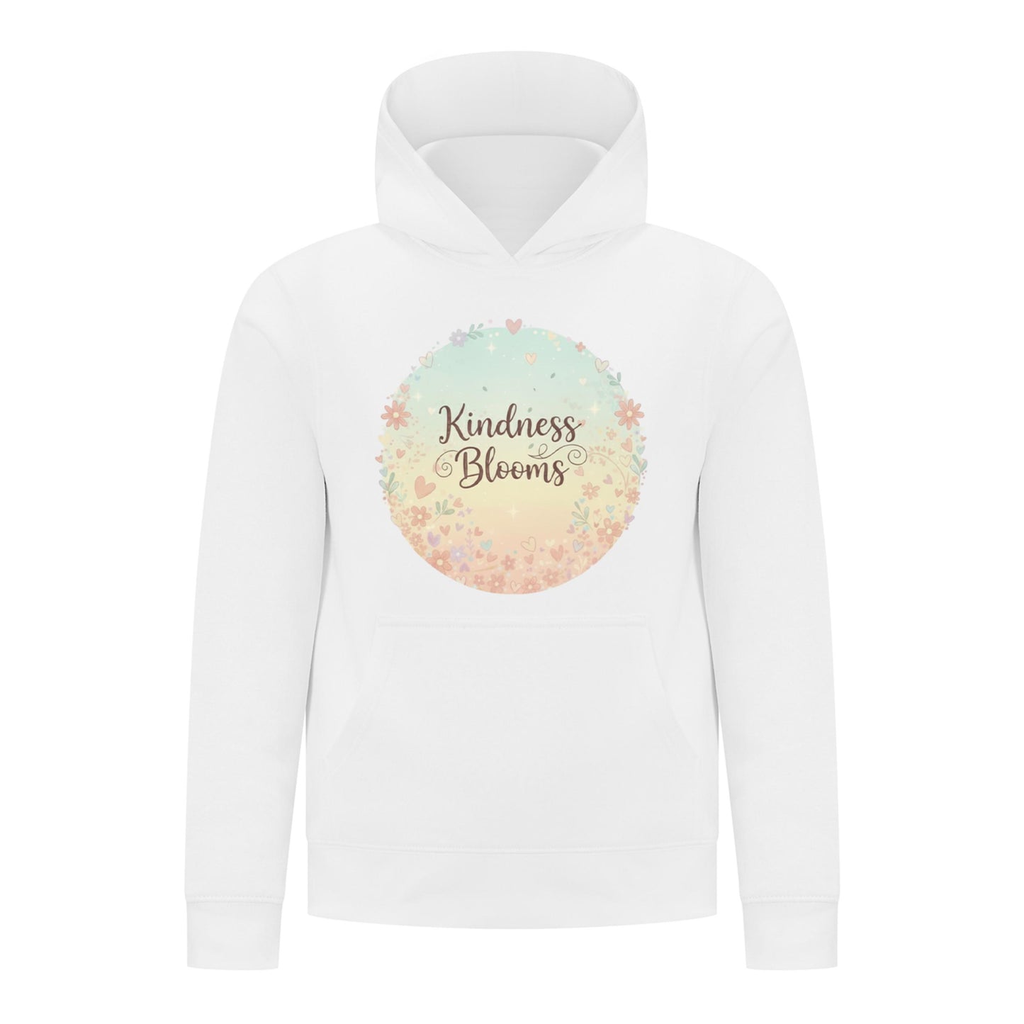 Everyday Kids “Kindness Blooms” Girls Pullover Hoodie – Pastel Floral Positive Sweatshirt