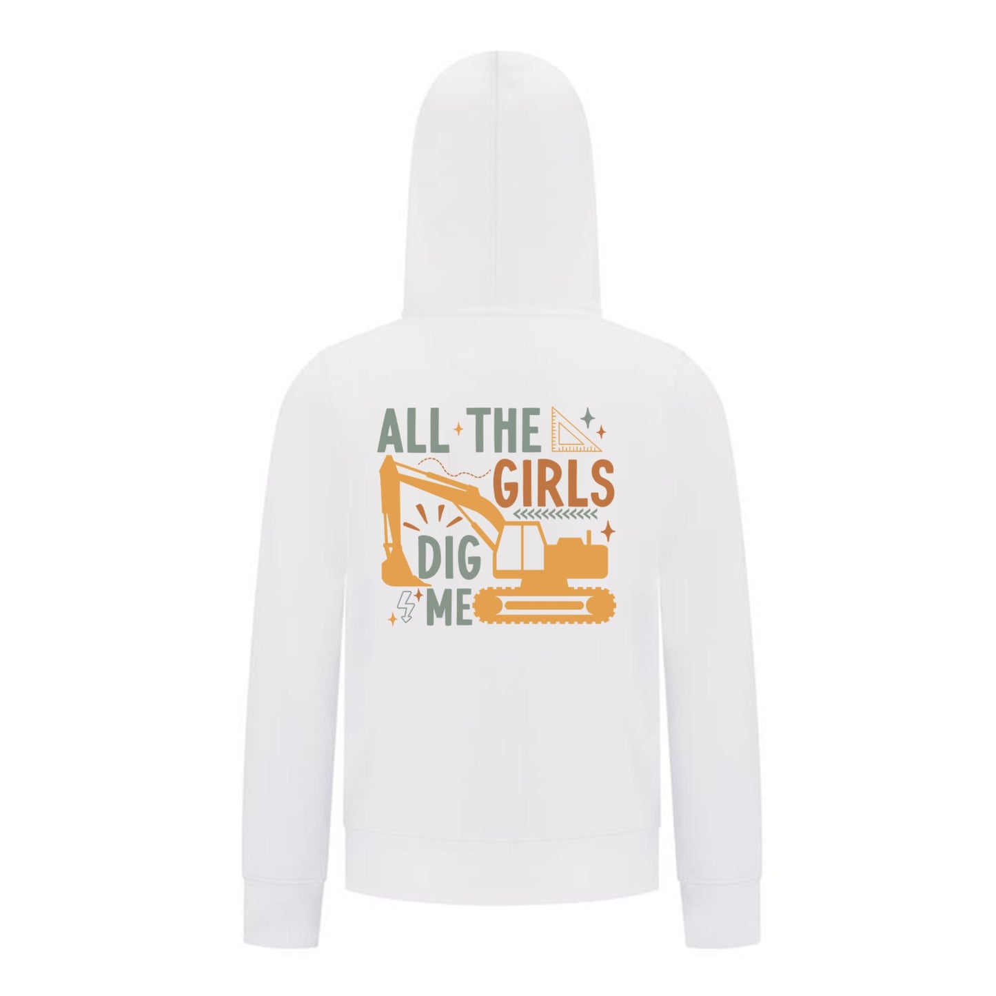 Everyday Kids All the Girls Dig Me Boys Zip Up Hoodie – Funny Construction Truck Sweatshirt