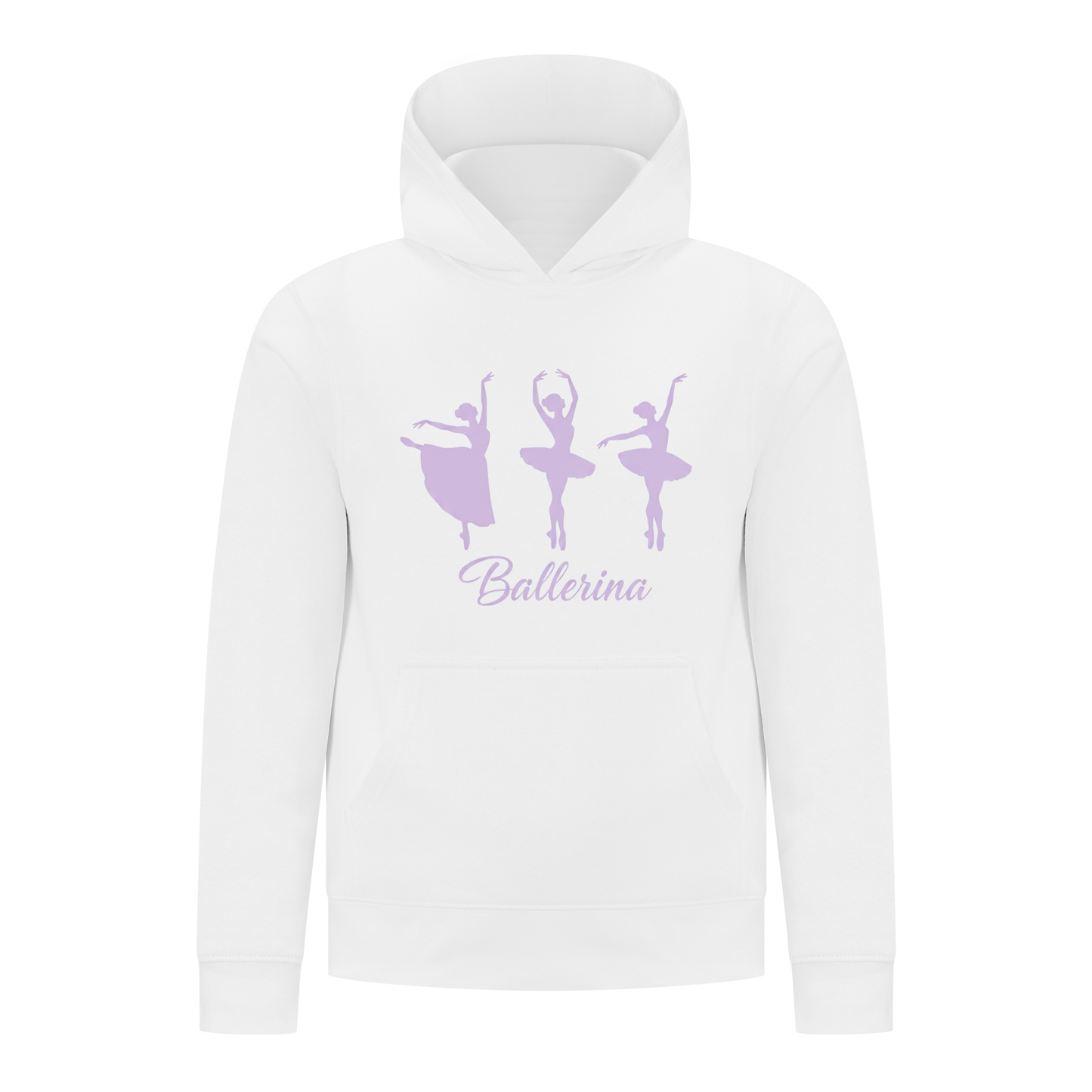 Everyday Kids Ballerina Girls Pullover Hoodie – Purple Dancer Silhouette Ballet Sweatshirt