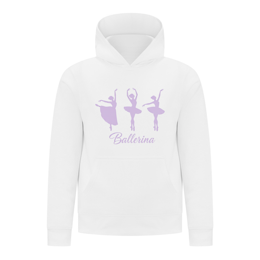Everyday Kids Ballerina Girls Pullover Hoodie – Purple Dancer Silhouette Ballet Sweatshirt