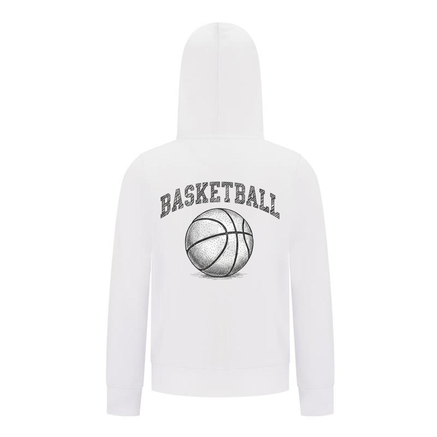 Everyday Kids Basketball Zip Up Hoodie – Classic Sketch Basketball Graphic Sweatshirt
