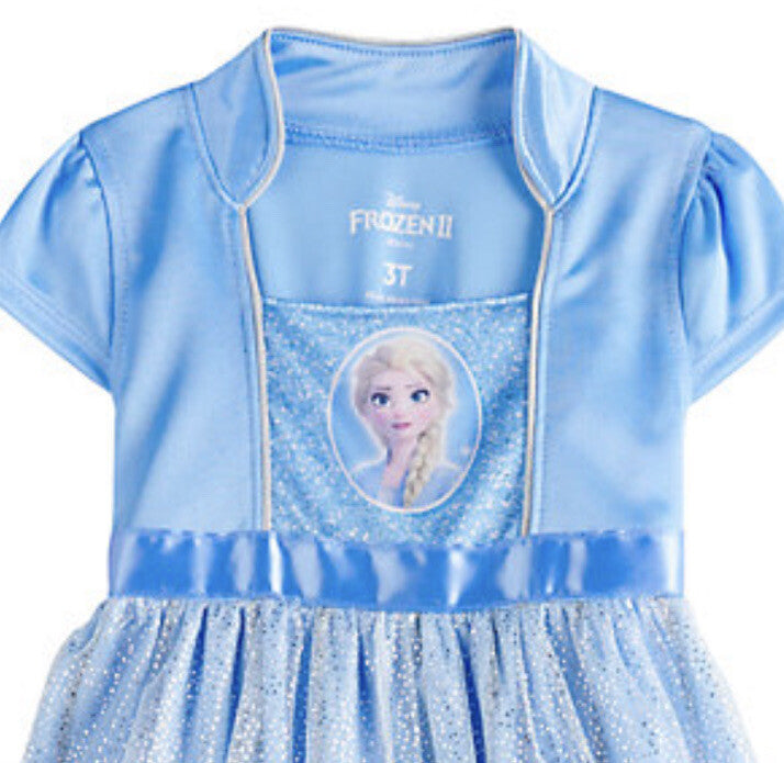 Disney Frozen Elsa Girls Blue Nightgown Sleepwear with Tulle Skirt – Soft Short Sleeve Princess Pajamas for Toddlers