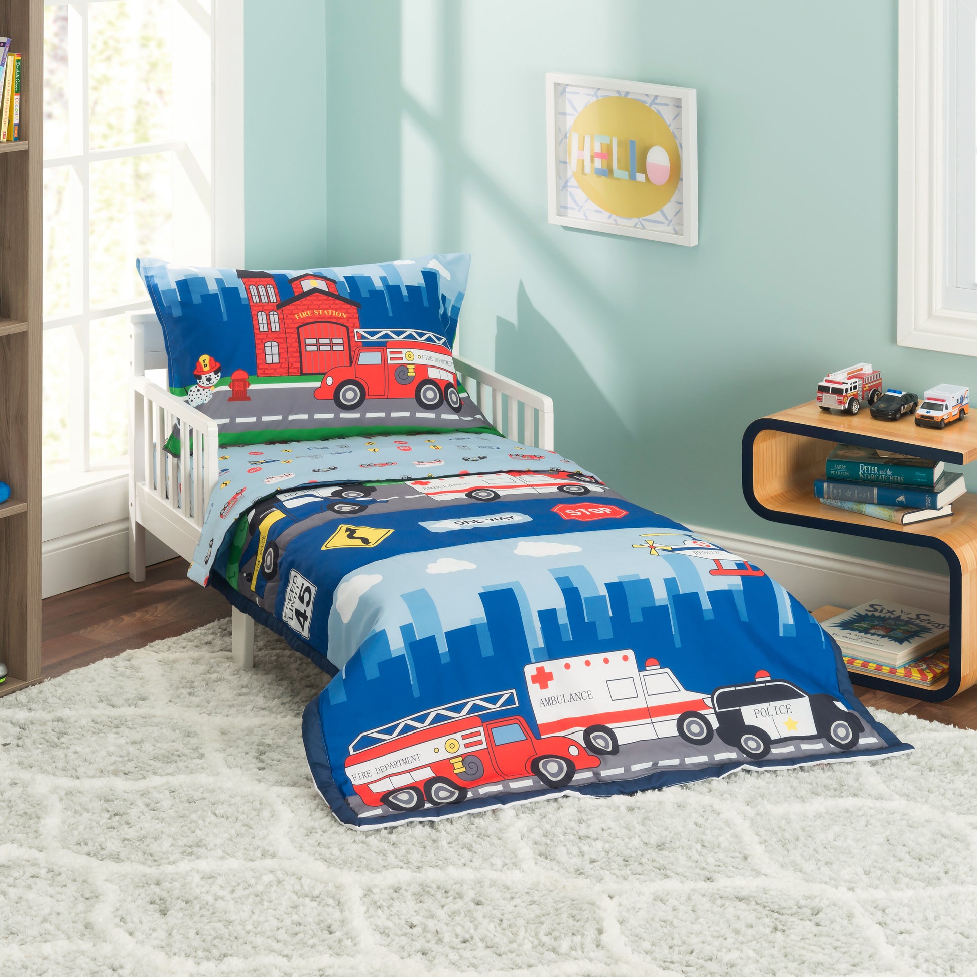 Fire and Police Rescue 4-Piece Toddler Bedding Set – Everyday Kids