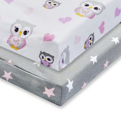 2 Pack Cotton Jersey Knit Changing Pad Cover - Owls/Stars