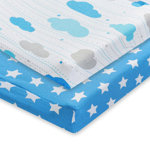 2 Pack Cotton Jersey Knit Changing Pad Cover - Stars/Clouds