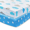 2 Pack Fitted Crib Sheet - Stars/Clouds
