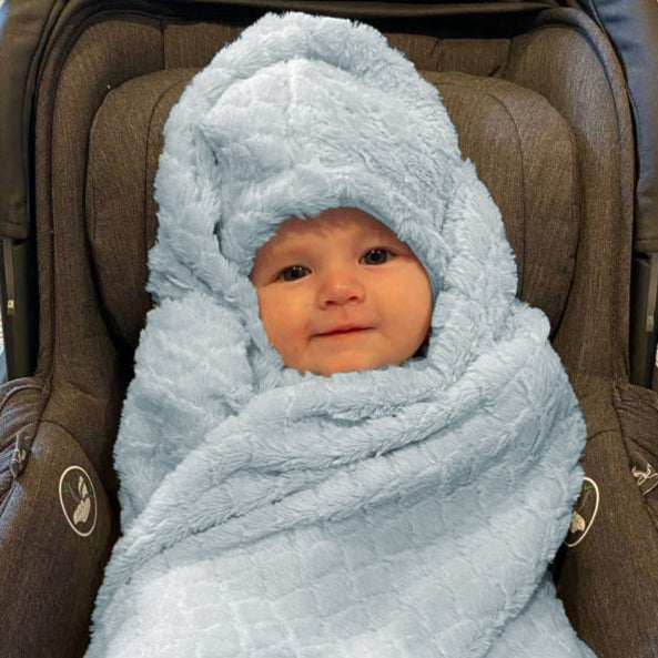 car seat stroller blanket Everyday Kids' Baby Boys' Plush Hooded Car Seat Blanket