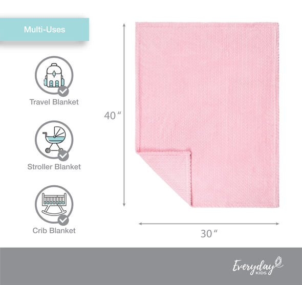 Baby Fleece Blanket - 30" by 40" - Cotton Candy Pink