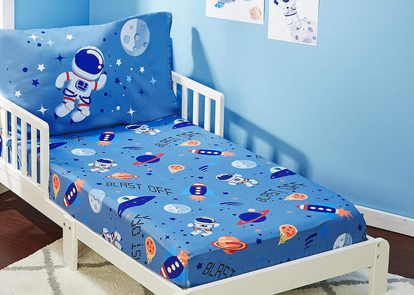 Outer Space Adventures Toddler Sheet Set full room view 3