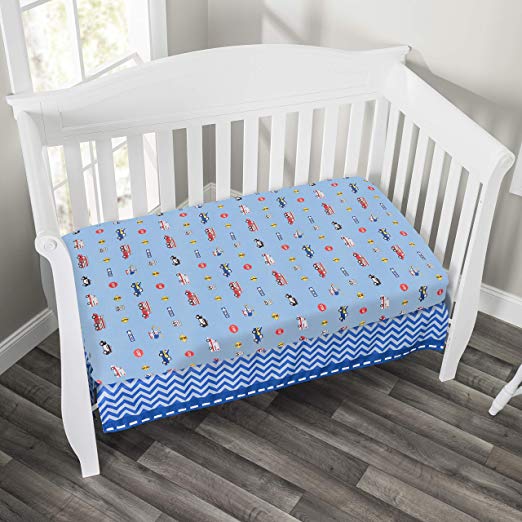 Police, Fire and Rescue Fitted Crib Sheet top view