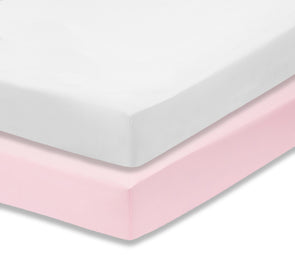 Pink/White 2-Pack Fitted Crib Sheets corner view