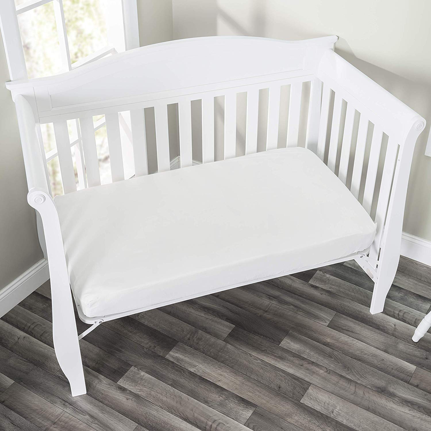 Pink/White 2-Pack Fitted Crib Sheets white crib view
