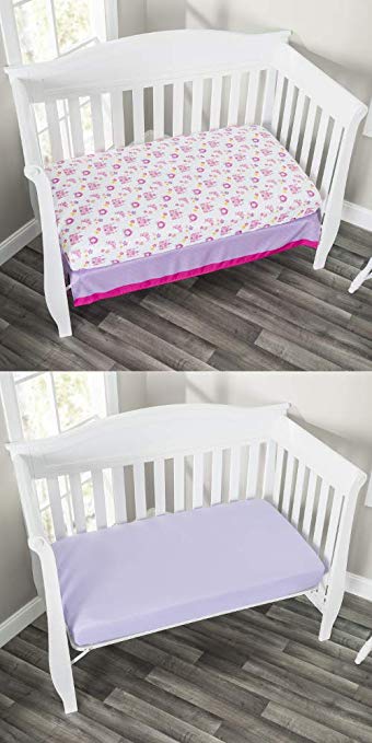 Princess/Lavender 2-Pack Fitted Crib Sheet two images