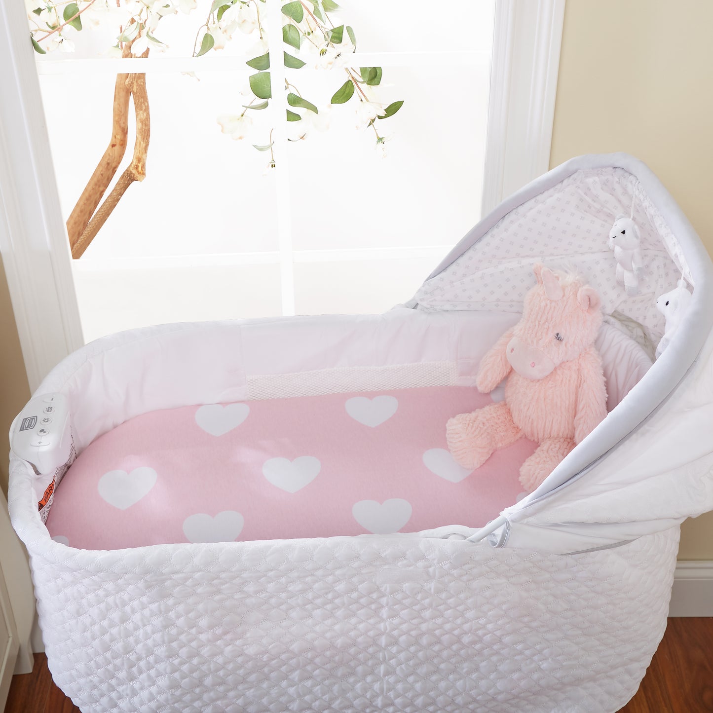 Pink/White Hearts and Dots 2 Pack Girls Bassinet Sheet Set 2