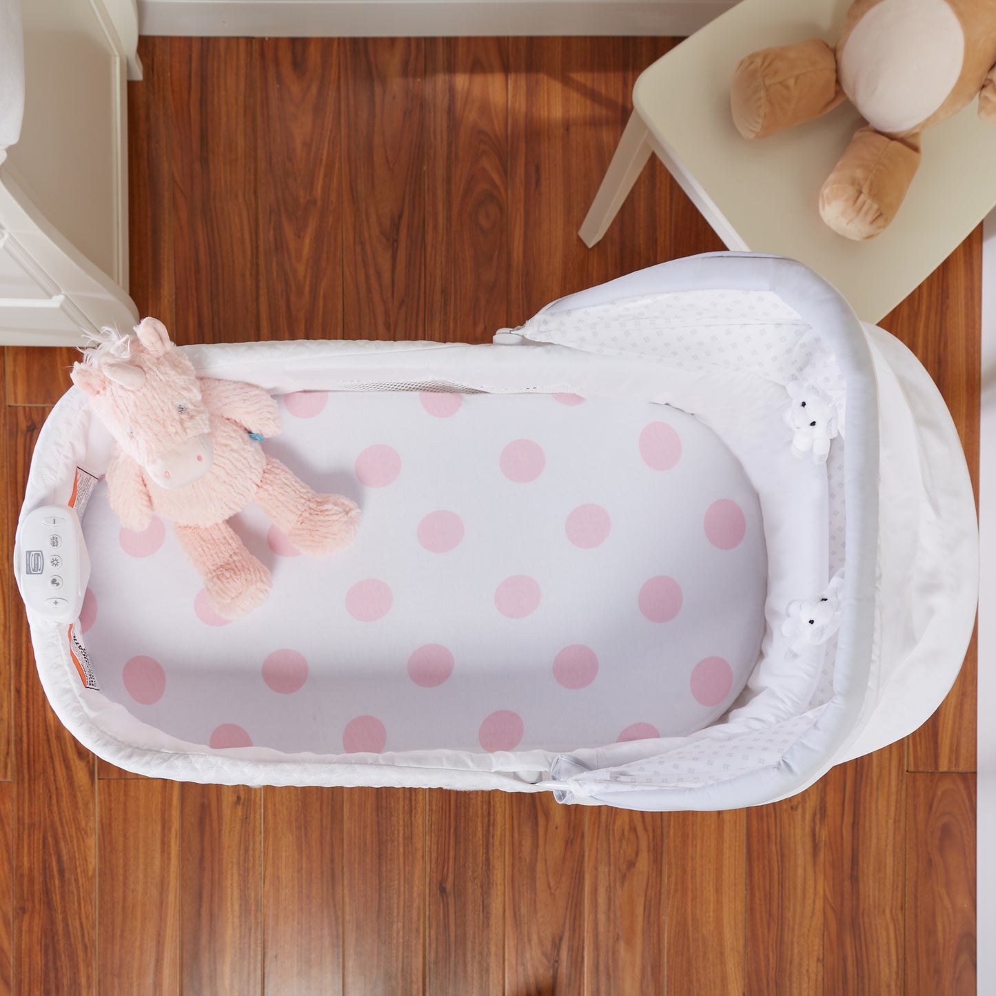 Pink/White Hearts and Dots 2 Pack Girls Bassinet Sheet Set top shot