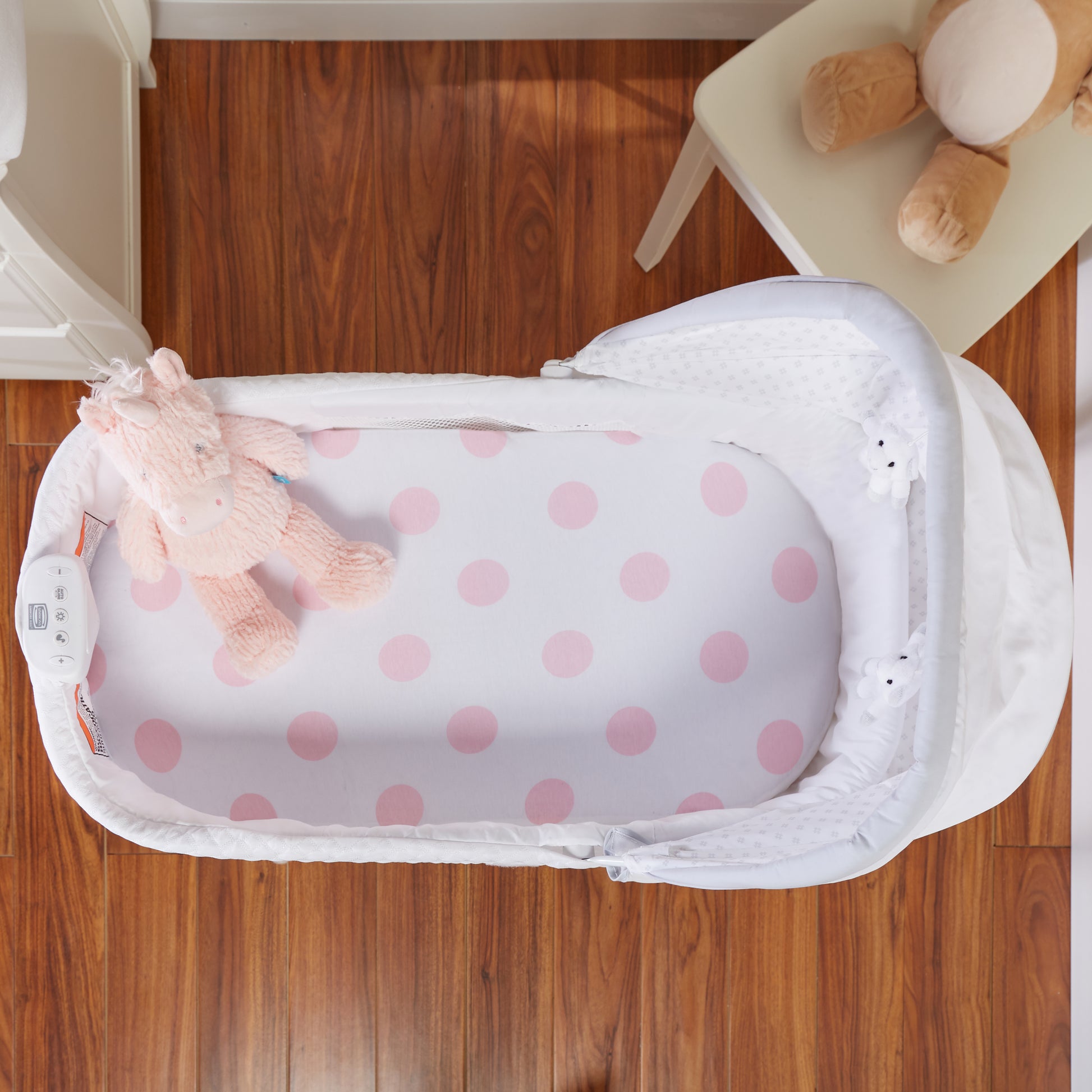 Pink/White Hearts and Dots 2 Pack Girls Bassinet Sheet Set top shot