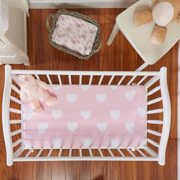 Pink/White Hearts and Dots 2 Pack Girls Cradle Sheet Set TopShot  view 2