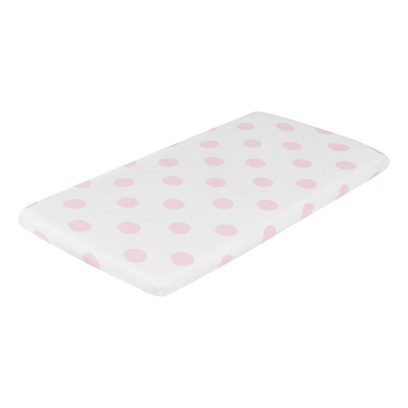 Pink/White Hearts and Dots 2 Pack Girls Cradle Sheet Set TopShot Full view print