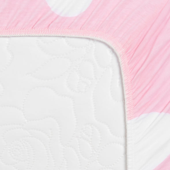 Pink/White Hearts and Dots 2 Pack Girls Cradle Sheet Set TopShot Full view back print