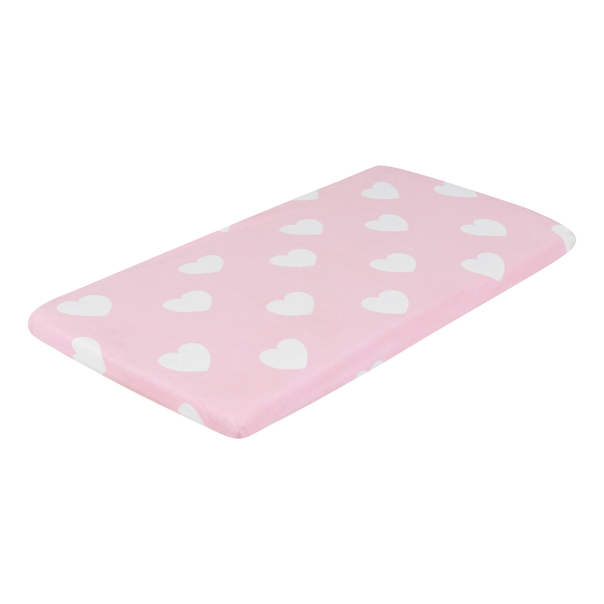Pink/White Hearts and Dots 2 Pack Girls Cradle Sheet Set TopShot Full view print
