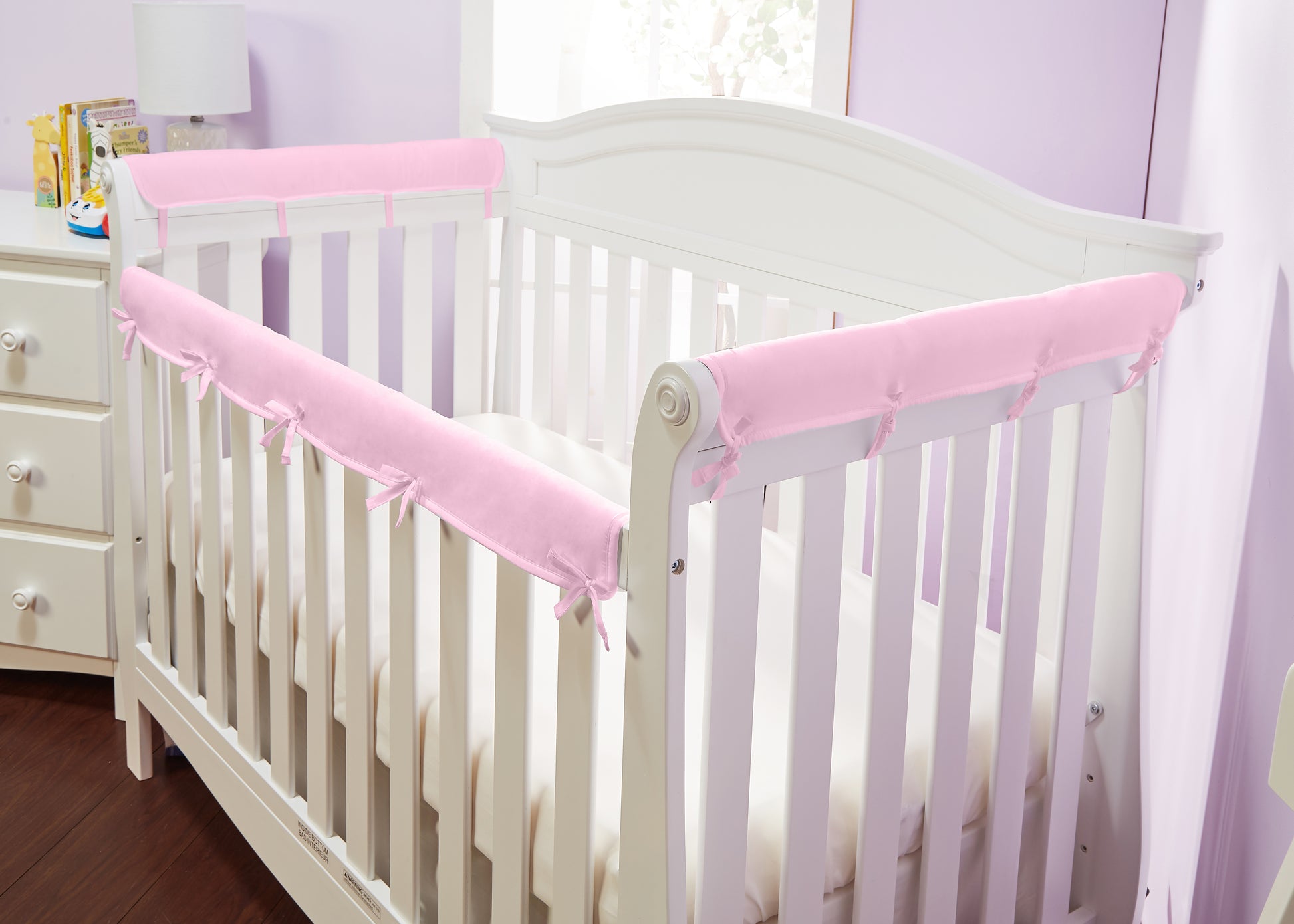 Pink 3-Piece Padded Baby Crib Rail Cover Set